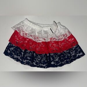 Girls Red, White & Blue Tier Laced Skirt, 12 Months